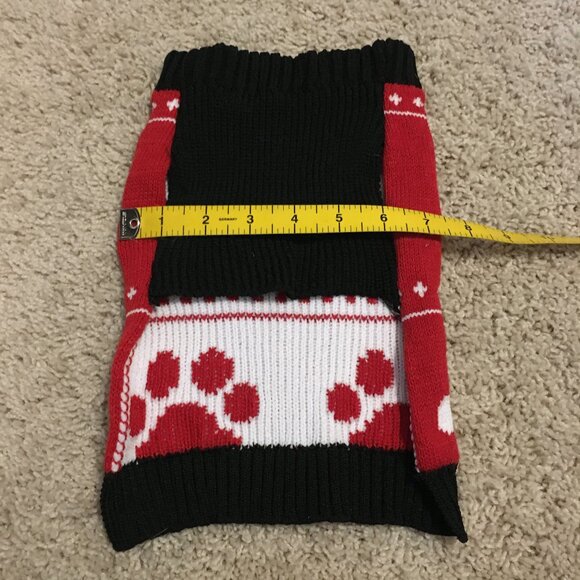 Black Quilted 'Fetch' Dog Hoodie + Doggy Paw Knit Sweater - Picture 5 of 13